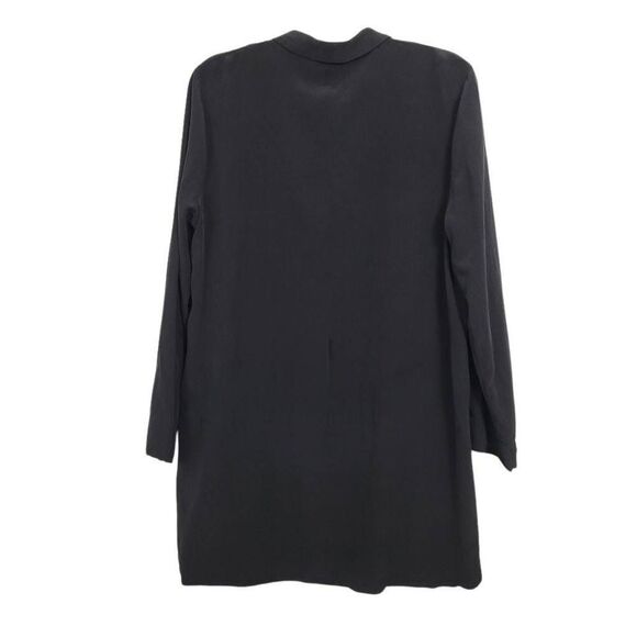 John Mark Silk Long Zip Front Jacket Coat Sz L Black Lightweight Oversized - Picture 2 of 7